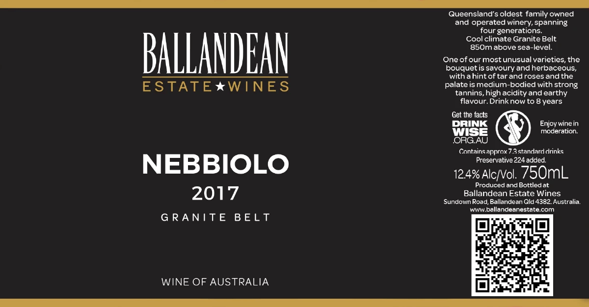 Ballandean Estate Wines Nebbiolo 2017