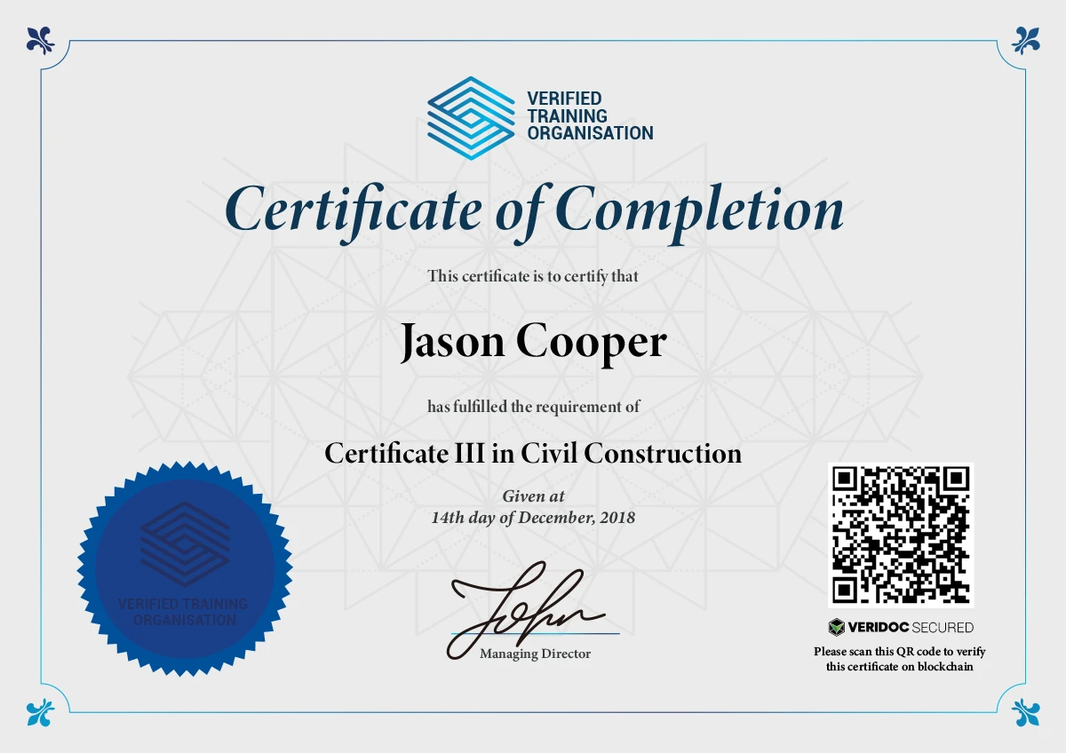 Certificate of Completion