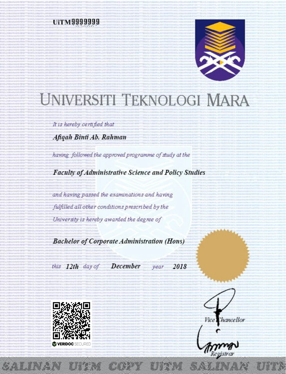University Certificate UiTM
