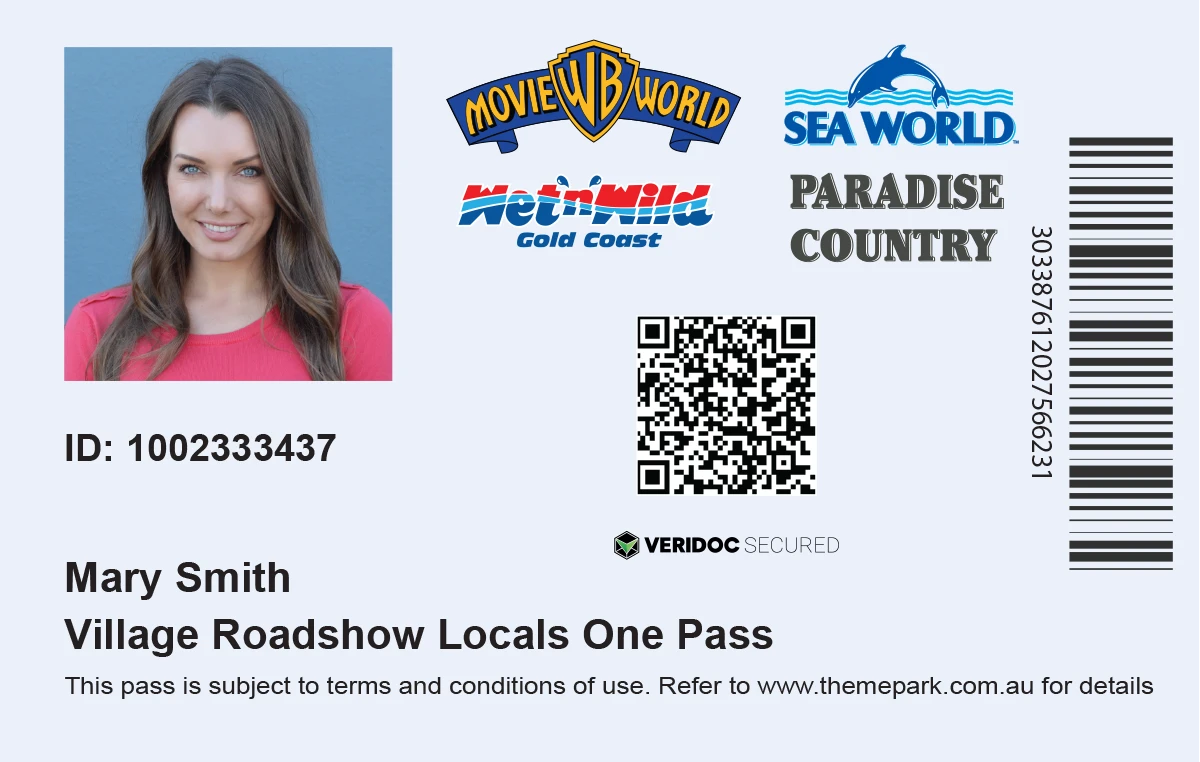 Village Roadshow One Pass ID Card